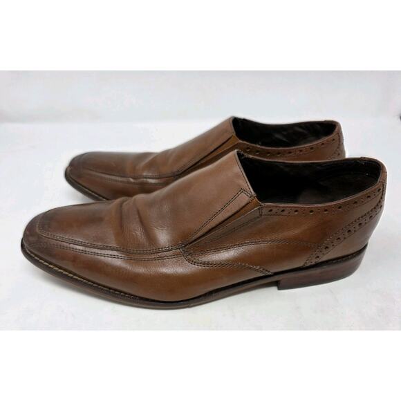 Florsheim Brown Leather Castellano Moc Toe Slip On Dress Shoes Mens 11 D - Picture 1 of 12